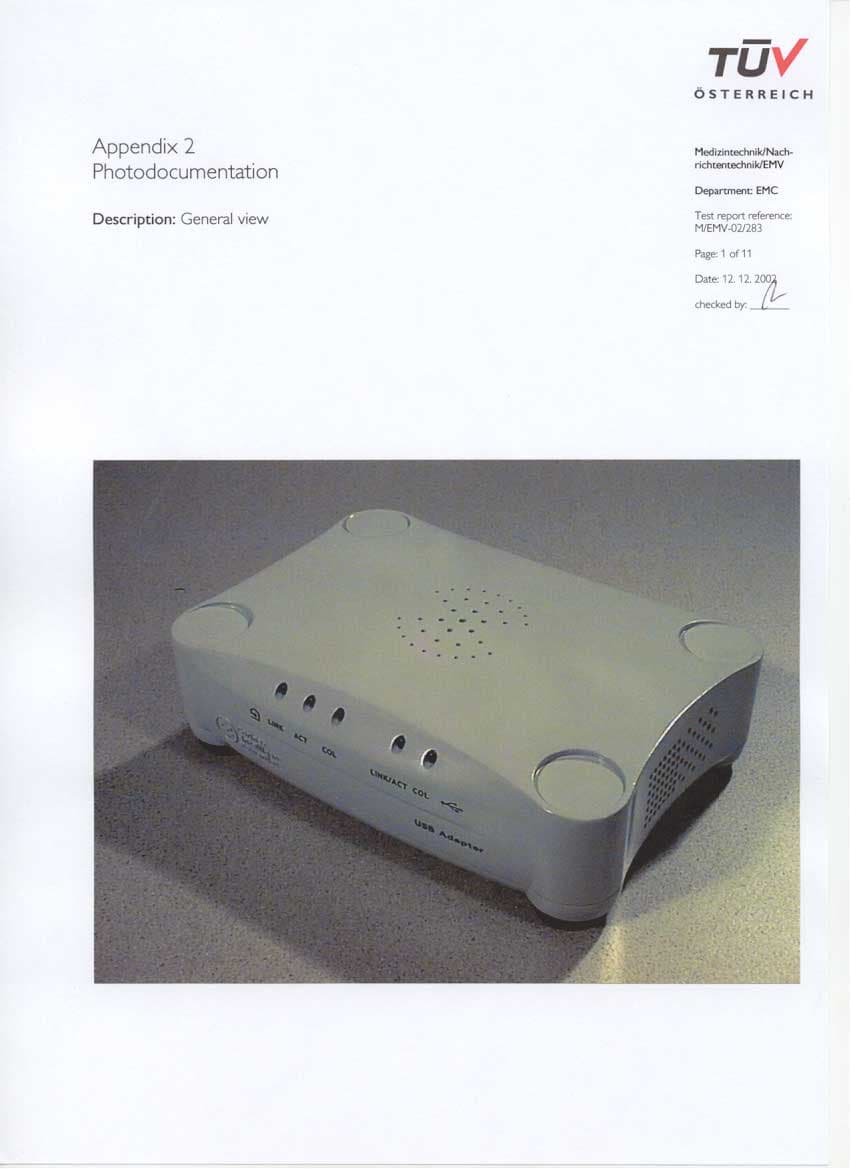 Powerline Telecommunication Modem for USB - FCC ID QIUPOWERNET-USB - Corinex Communication Corp.