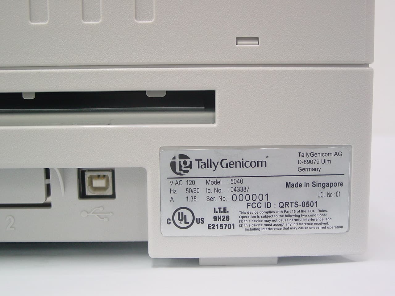 Printer - FCC ID QRTS-0501 - TOSHIBA TEC Singapore Pte Ltd