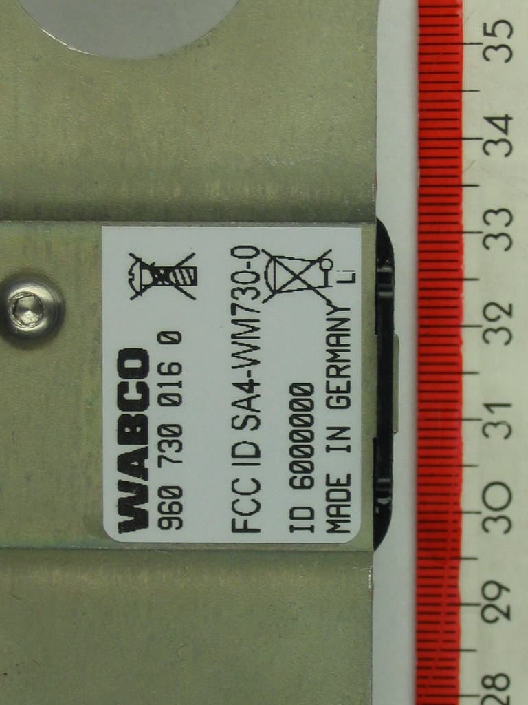 Integrated Vehicle Tire Monitoring Wheel Module - FCC ID SA4-WM730-0 - WABCO GmbH