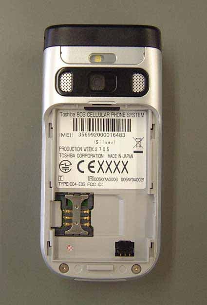 GSM 900/1800/1900 UMTS Mobile Phone with Bluetooth - FCC ID SP2-CC4-E02 - Toshiba Information Systems (UK) Ltd, Mobile Communications Division