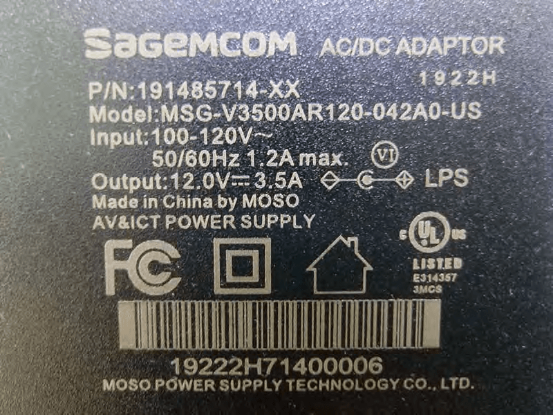 CABLE GATEWAY - FCC ID VW3FAST3896 - SAGEMCOM BROADBAND SAS