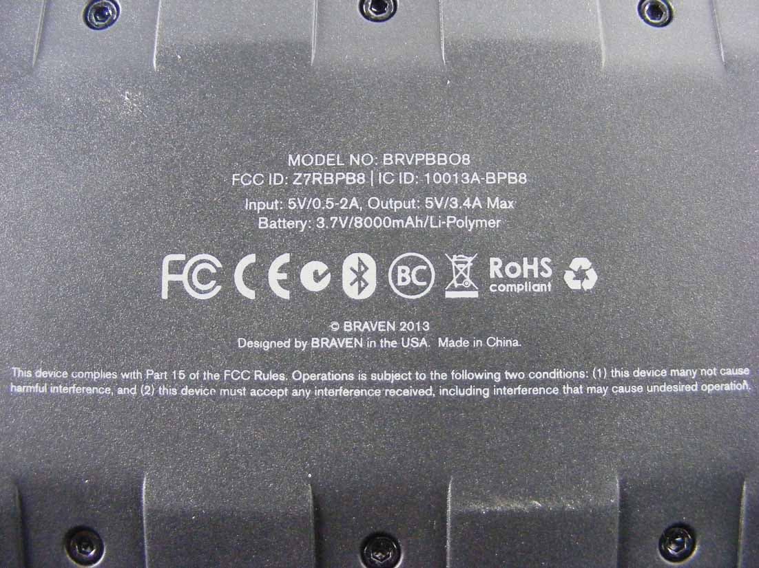 BRV Powerbank 8000 - FCC ID Z7RBPB8 - BRAVEN LC