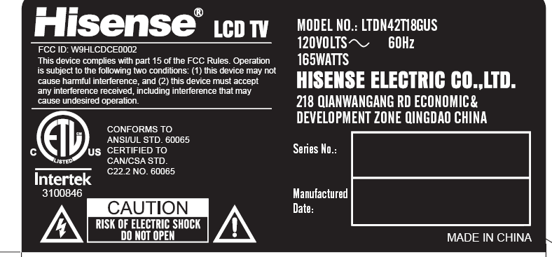 Product image for W9HLCDCE0002